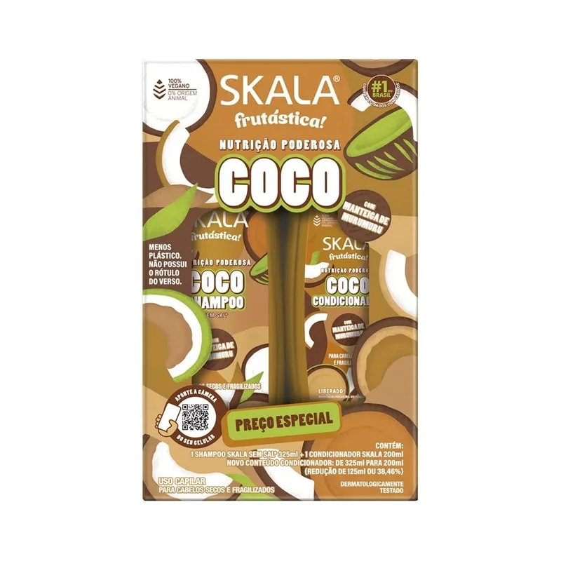 Kit Shampoo 325Ml+ Condicionador 200Ml Skala Coco | Nutrição intensa