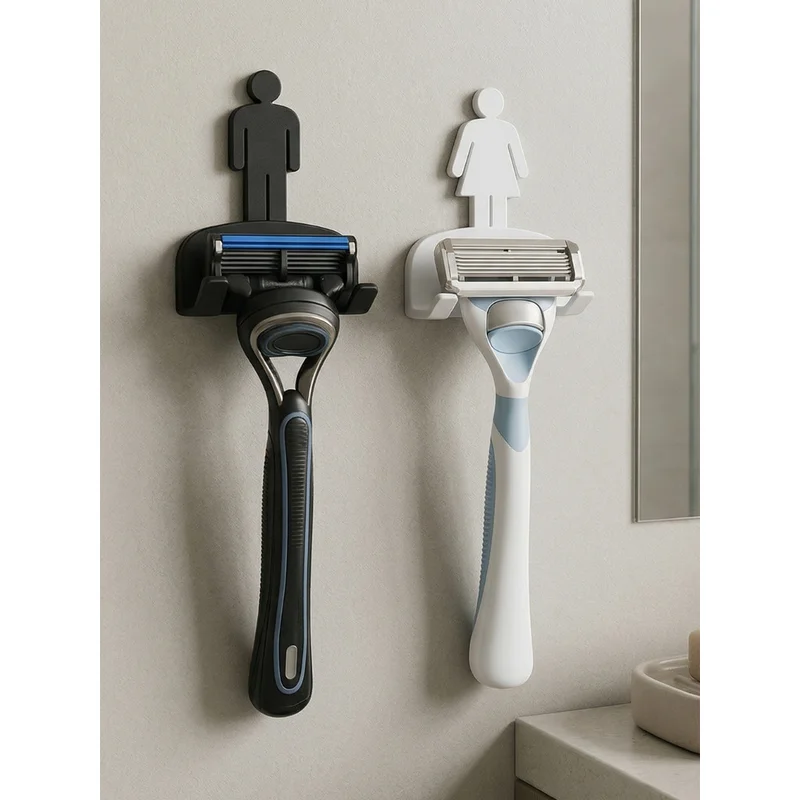 Kit 2 Suporte Gillette Parede Fita 3M Porta Barbeador Sem Furo Kit Organizador Banheiro Dele e Dela
