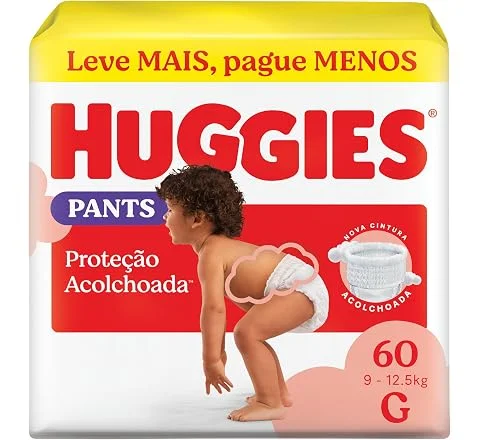 Fralda Pants Huggies Supreme Care, Tamanho G, 9-12,5 kg, 60 Unidades, Estilo Roupinha com Cintura Acolchoada