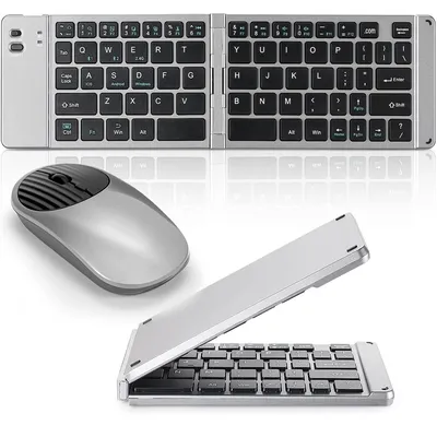 Kit Teclado e Mouse sem Fio, Teclado Dobrável