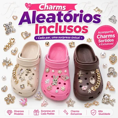 Sandália Feminina Confortável com Charms Aleatórios Antiderrapante