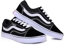 Tenis Cano Baixo Skate Kalum Academia Unissex Leve Confortavel Old School Clássico (PRETO BRANCO, BR, Adulto, Numérico, 43)