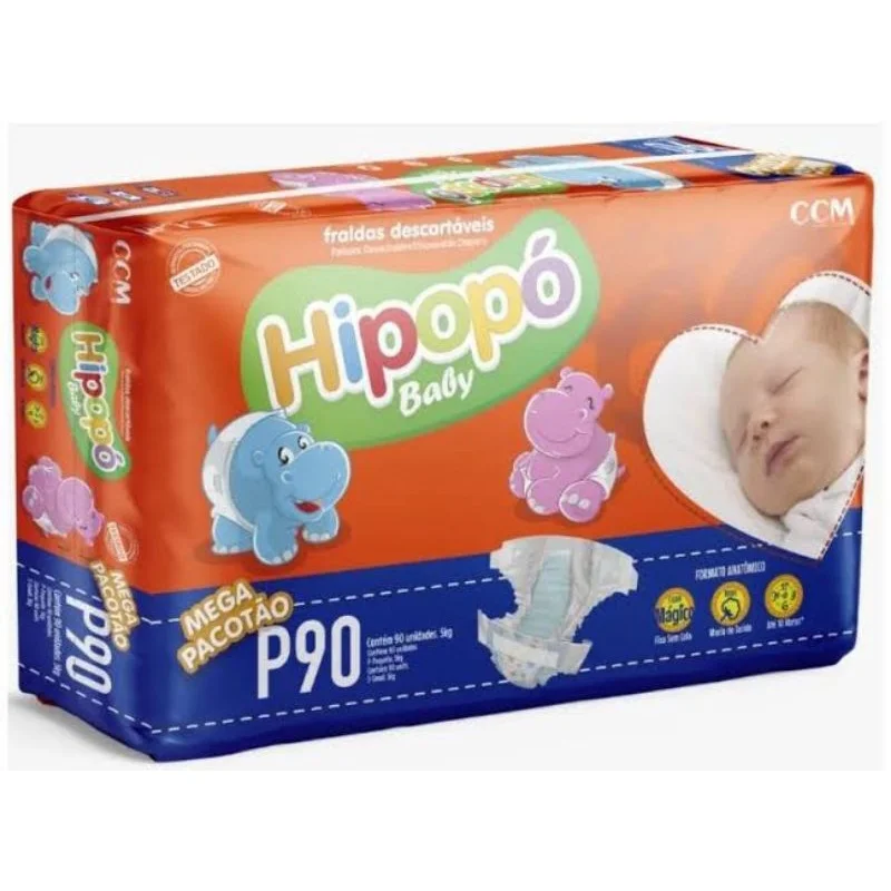 Fralda Hipopó Baby Mega Pacotão P-90 M-70 G-60 XG-50 XXG-50 XXG-40 PACOTE HIPER