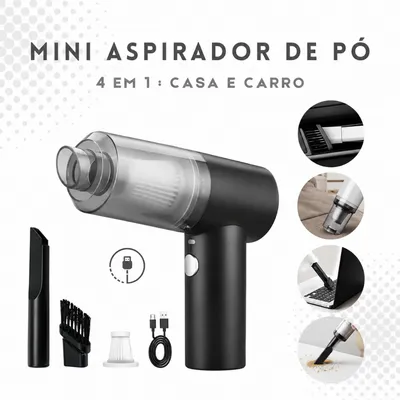 Mini Aspirador de Pó 4 em 1 Sem Fio com Soprador Multifuncional Recarregável