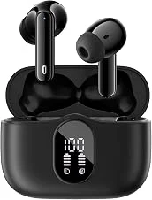 StageSound Fone de Ouvido Hero6 Plus TWS Bluetooth 5.4 Intra-Auricular com Cancelamento de Ruído Ativo ANC, Driver 13mm, 50H de Bateria, 4 Microfones ENC, IP54 à Prova d'Água, Estojo Display LED,Preto