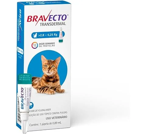 Bravecto® Gatos Transdermal 250mg - Antipulgas - Gatos de 2,8 a 6,25kg - 1 Pipeta 0,89ml - MSD Saúde Animal