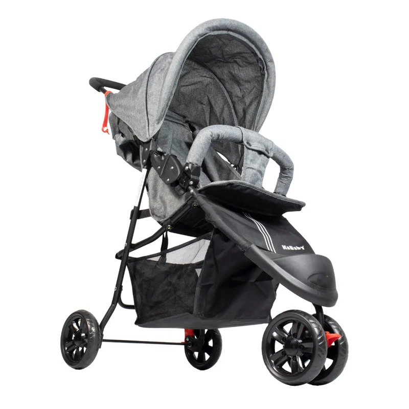 Carrinho De Bebê EasyGo Com Cesto 3 Rodas Até 15kg KaBaby - Cinza