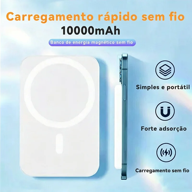 10000mAh/5000mAH/3000mAh Carregador portátil indução iPhone MagSafe bateria sem fio carregando
