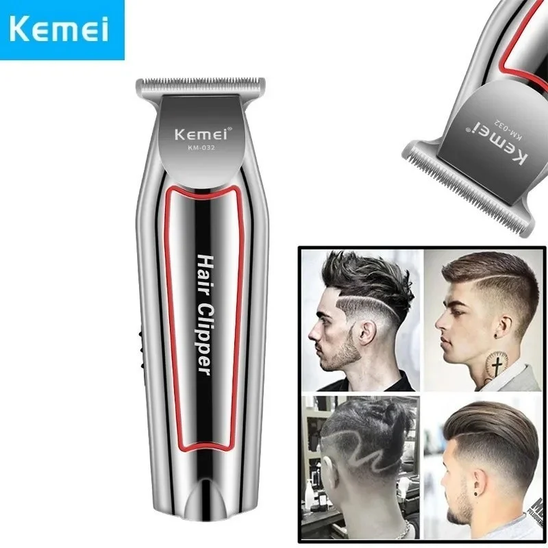 máquina de acabamento cortar cabelo barba barbeador pezinho profissional recarregável kemei KM-032