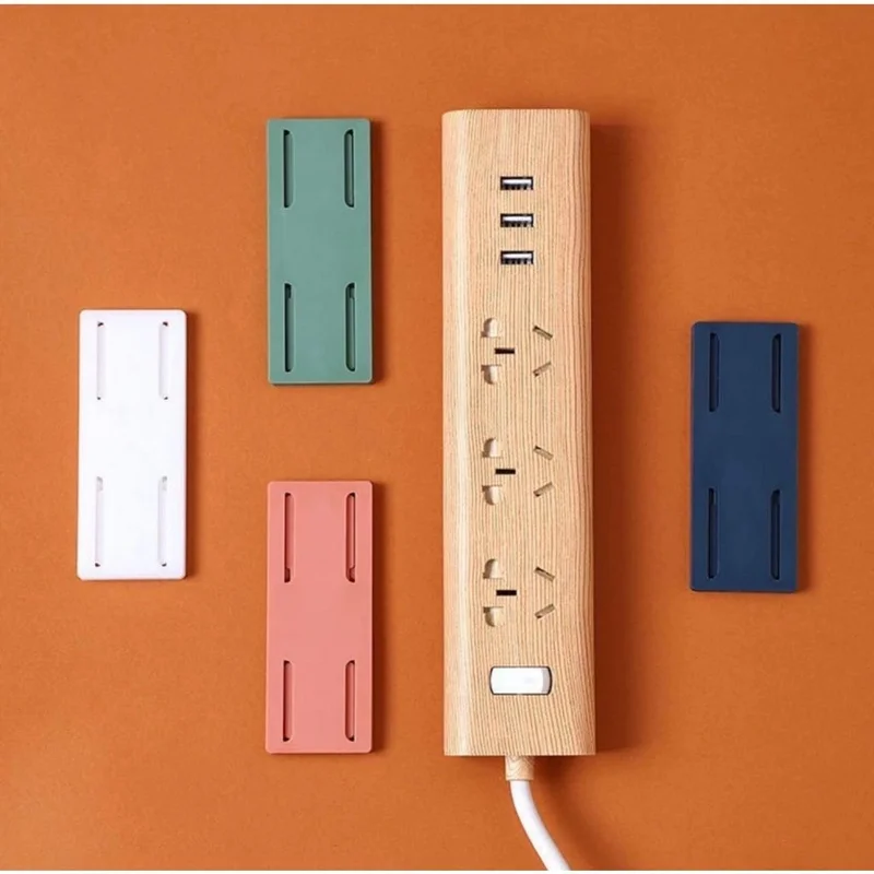 Kit 4 Peças Autoadesivos Plugue Para Parede Montagem Em Prateleira De Armazenamento De Tomada Escritório Cores Aleatória
