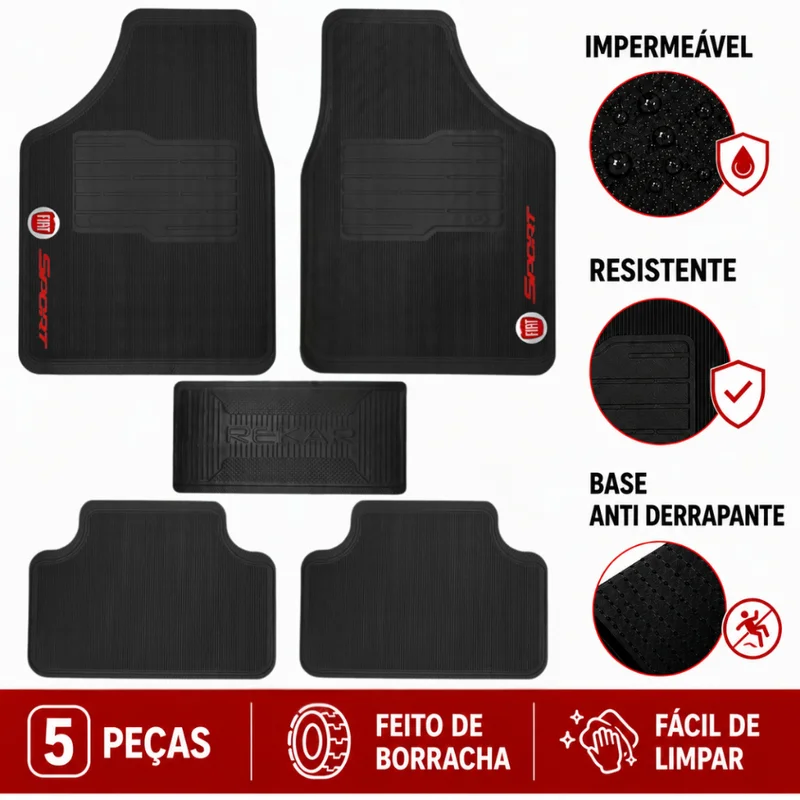 Tapete Borracha Automotivo Fiat Palio Punto Uno Mile Argo