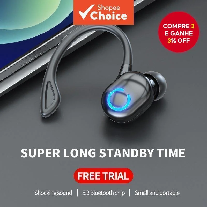 X10 Fone De Ouvido Sem Fio Toque Estéreo Único Fones Gamer Negócios Bluetooth Compatível 5.2 Esportes À Prova Dwaterproo