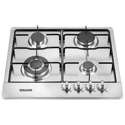 SUGGAR COOKTOP A GÁS 4 BOCAS MESA EM AÇO INOX TRIPLA CHAMA LATERAL BIVOLT FG4134IX
